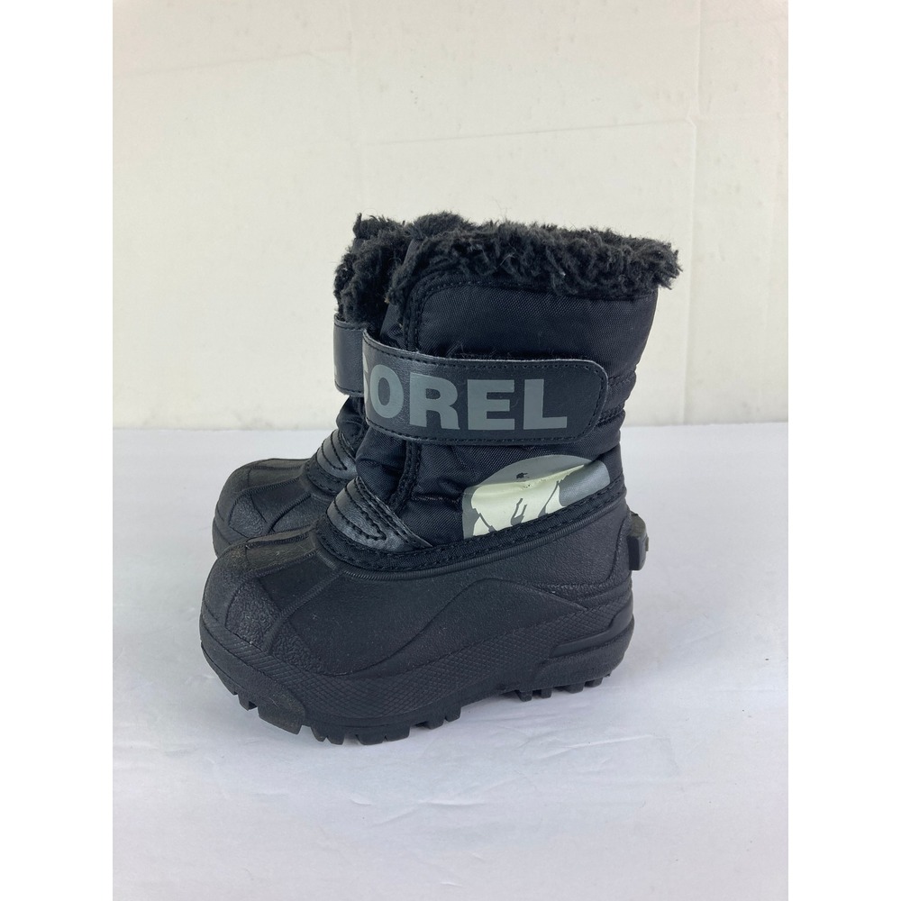 Sorel Snow Commander Kids Toddler Boy sz 6 Black Insulated Winter Boots Warm